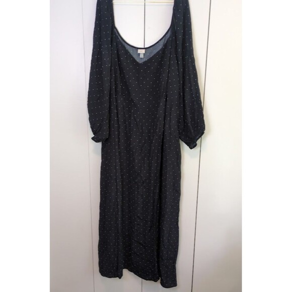 NEW A New Day Women's 4X Long Sleeve Crepe Maxi A-Line Dress Black Plus - Picture 1 of 6